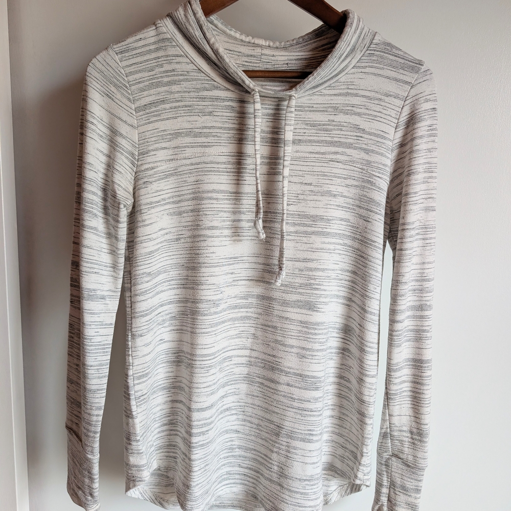 Women's Gray Striped Hoodie Sweatshirt